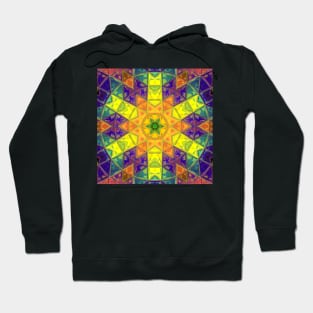 Mosaic Kaleidoscope Flower Orange Yellow and Purple Hoodie